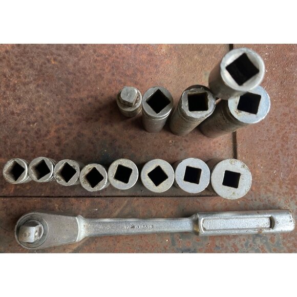 Vintage Mustang MS 41 1/2" Drive SAE Socket Set 13-Piece Chrome Vanadium Steel - Picture 7 of 8